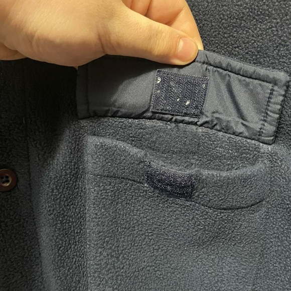 plain blank navy blue Arizona long sleeve button up fleece sweatshirt jacket - Picture 3 of 6
